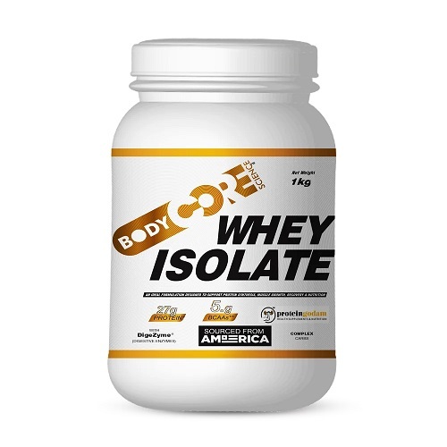 Body Core Science Whey Isolate - 1kg Vanilla Powder | Highly Vegetarian, Promotes Healthy Growth & Nutrition, Builds Muscles & Body