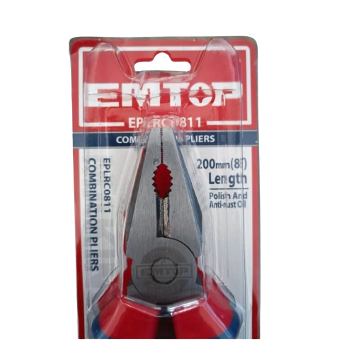 Combination Pliers - Chrome Vanadium, 8 Inch Overall Length | Silver Finish, Insulated Handle for Enhanced Grip and Safety