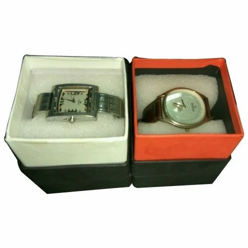 Designer Watch Box - 3.25x3.25x2.50 Inch , Cardboard Material, Recyclable Property, Customized Design Type, Holds 1 Piece Capacity