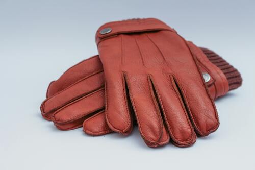 Leather Gloves - Leather Coated, Standard Size, Brown | Plain Style, Full Finger Design, Skin Friendly Material, Highly Comfortable