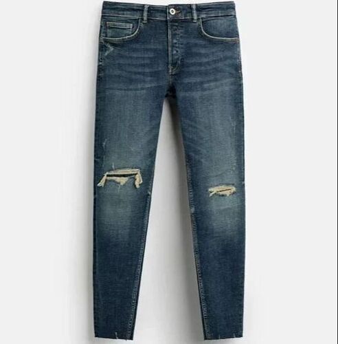 Plain Mens Jeans - Denim Fabric, Slim & Regular Fit | High-Quality Stitching, Breathable, Button Closure, Flexible Stretch, Faded Finish, Easy Maintenance