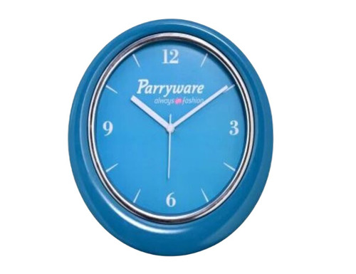 Promotional Wall Clock - Blue Plastic, 10 Inch Round Analog Wall Mounted | 1 Year Warranty, Ideal for Home Decor