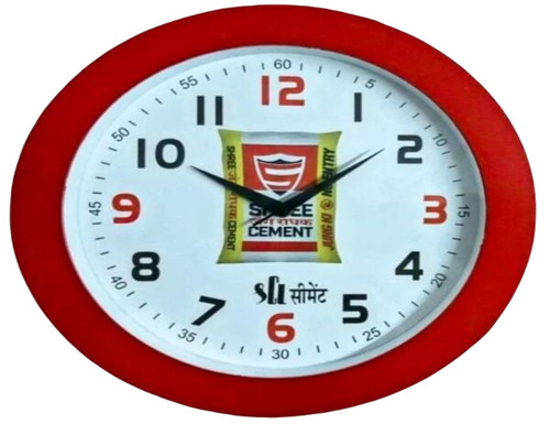 Promotional Wall Clocks - Plastic, 10 Inch Round Analog | Red Color, Wall Mounted Design, 1-Year Warranty for Home Decor