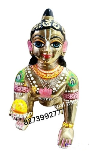 Brass Laddu Gopal Statue - 10 No. Polished Metal Eco-Friendly Design | Durable Religious Art for Worship