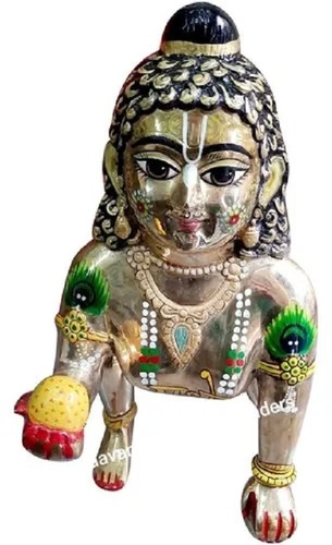 Brass Laddu Bal Gopal Statue - 21 Inch Durable & Eco-Friendly | Polished Finish Hindu Religious Theme