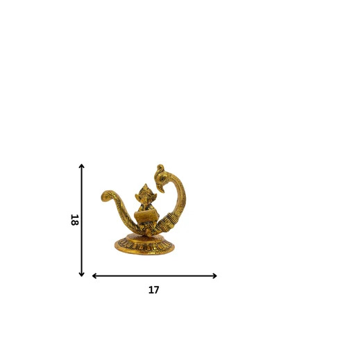 Aluminium Gold Plated Ganesh Statue - Polished Finish Gold Color | Handcrafted Religious Theme Decor for Worship and Home Decoration