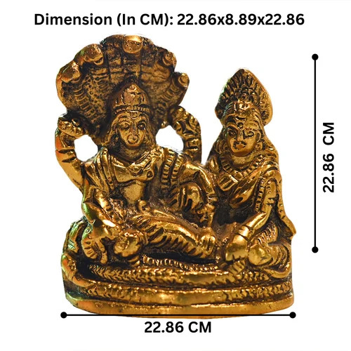 Aluminium Vishnu Laxmi Statue - Handcrafted Religious Art Polished Finish for Home Decoration and Worship with Traditional Style