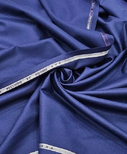 Blue Suiting Fabric - Washable Plain Blue Textile | Shrink Resistant, Ideal for Textile Industry