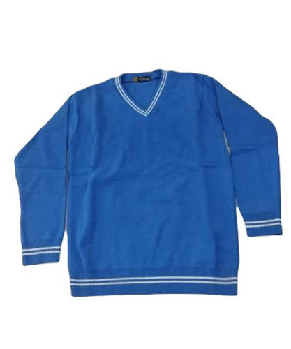 Boys School Blue Sweater - Woolen, Long Sleeve, Casual Wear | Breathable, Warm & Soft, Hand Washable for Kids