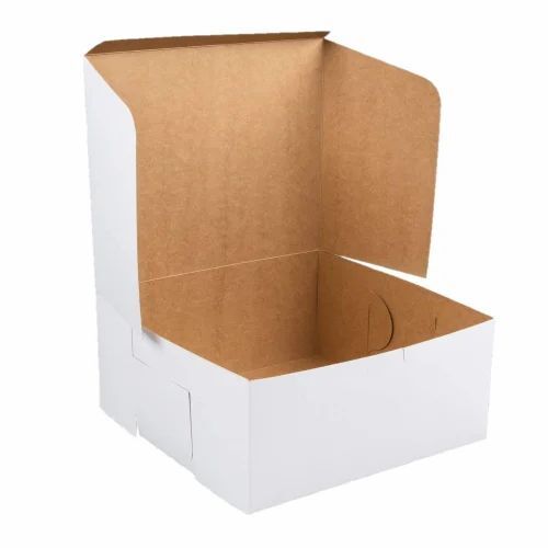 Cake Corrugated Box - Cardboard Material 7x7x5 Inches White Color 2000 Gram Capacity 250 GSM Quality