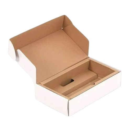 Die Cut Corrugated Box - 8x4x2 Inch, White Color, 3-Ply 180 GSM Paper | Ideal for Apparel, Electronics, Food, Gift & Crafts, 2kg Capacity