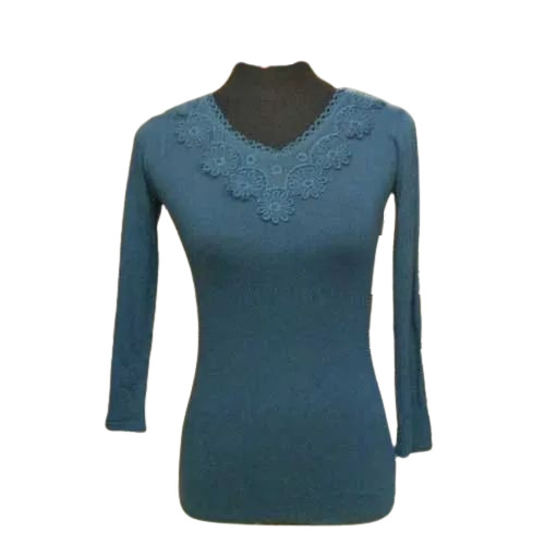 Full Sleeves Ladies Fancy Top - Viscose Fabric, Blue Color | Stylist Embroidered Pattern, Daily Wear Comfort for Women