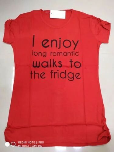 Half Sleeve Ladies Fancy Top - New Stylish Red Printed Casual Wear | Comfortable, Daily Wear, Perfect for Females