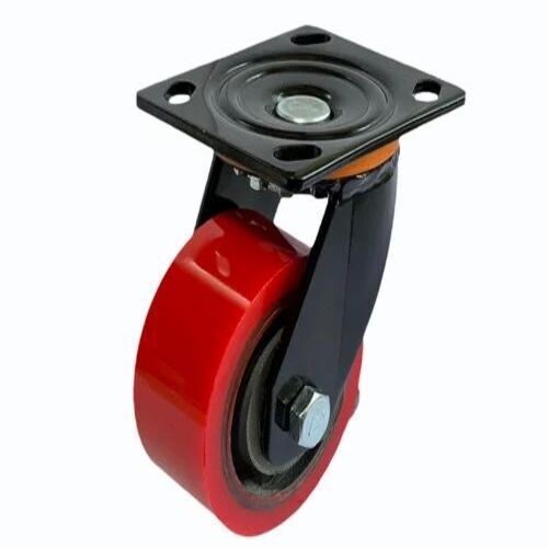 Heavy Duty Caster Wheels - PU Material, 6X2 Inch Size , 1000 kg Load Capacity & Swivel Locking with Brake