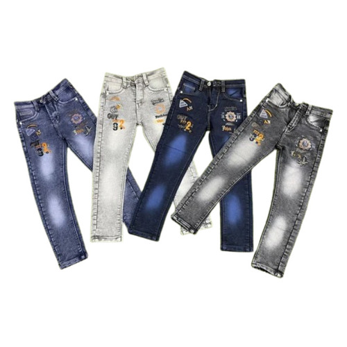 Kids Modern Embroidered Denim Jeans - Regular Fit Waist Size 32 | Breathable Skin Friendly Summer Casual Wear for Boys Multicolor Design