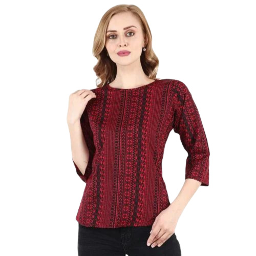 Ladies Cotton Printed Top - Medium Size Multicolor Soft & Comfortable Regular Fit | Perfect for Casual Summer Wear