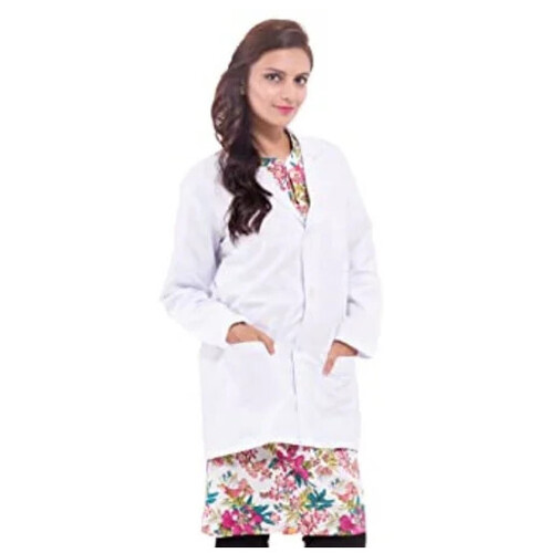 Ladies Lab Coat - Polyester Fabric, Available in Sizes S, M, XL, XXL, 3XL , White Color, Full Sleeves, 3 Buttons, No Fade Specialty