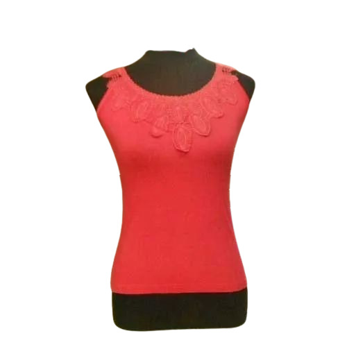 Ladies Sleeveless Top - Good Condition Daily Wear Red Color Comfortable & Stylish Design for Casual Occasions
