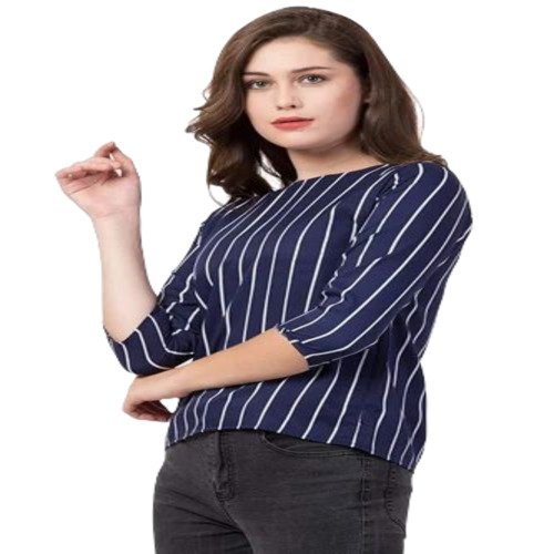 Ladies Printed Crepe Top - Medium Size, Multicolor Attractive Pattern | Soft and Comfortable Casual Wear for Women
