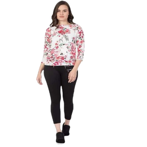 Ladies Top - Crepe Fabric, Size S, Multicolor Print Design | Soft and Comfortable Casual Wear for Women