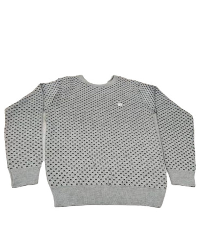Men's Wool Sweater - Medium Size, Grey Color | Warm and Soft Pullover with Attractive Printed Pattern and Long Sleeves for Casual Wear