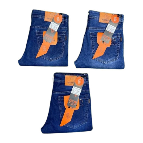 Mens Regular Fit Blue Denim Jeans - 34 Waist Size, Multicolor Breathable and Skin Friendly Fabric, Machine Washable for Casual Summer Wear