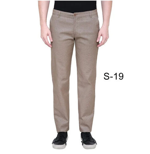 Men's Tailored Brown Cotton Slim Fit Formal Pants - 34 Inch Waist Double Pockets | Premium Durable Fabric Subtle Self-Check Pattern Comfortable Smooth Waistband