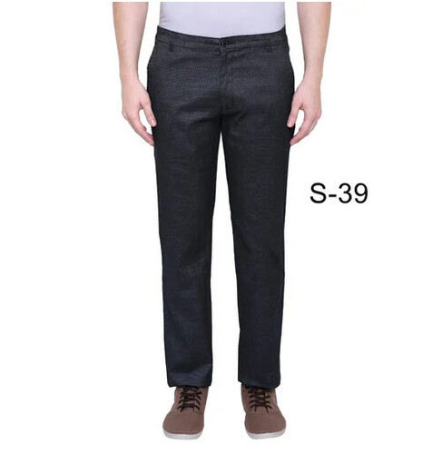 Navy Blue Cotton Formal Trouser - Medium Rise, Button Waist Band | Comfortable, Easy to Wash, Double Pockets