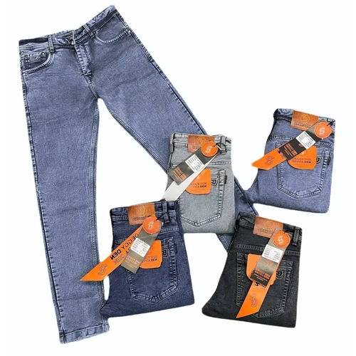 Mens Plain Denim Jeans - Regular Fit , Multicolor Denim for Casual Summer Wear with Breathable and Skin Friendly Features