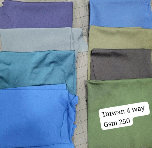 Multi-Color 4 Way Lycra Fabric - Washable, Shrink Resistant | Ideal for Textile Industry Applications, Plain Texture, Durable Material