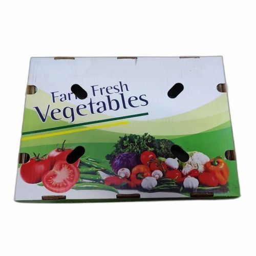 Vegetable Packaging Box - Corrugated Fiberboard, 11 Inch Length, Multi Color, 2kg Capacity, Rectangle Shape, 2 Ply Design | Ideal for Fruit Packaging
