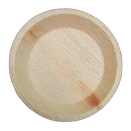 12 Inch Areca Leaf Round Plate - Color: Natural Brown