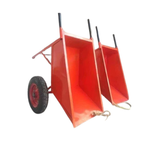 350kg MS Double Wheel Barrow Trolley - Orange Color, Industrial Application, Customized Size