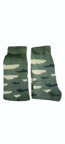 Green Cotton Military Socks - Medium Size, Military Green Color | Washable, Striped Pattern, All Season Wear for Men