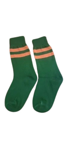 Green Cotton School Socks - Cotton, Medium Size, Green Color | Washable, All-Season, Plain Pattern, Casual Wear for Kids