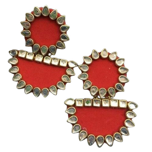 Handmade Red Fabric Earring - Fabric Material | Weight: 20 Grams, Color: Red, Jewelry Type: Earrings, Gender: Women, Occasion: Party, Packaging: Box