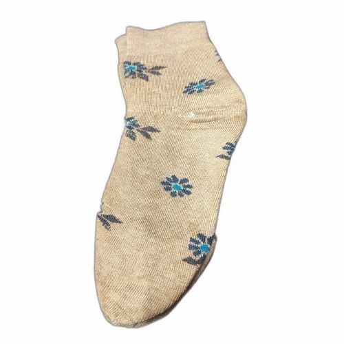 Ladies Floral Printed Ankle Socks - Cotton Blend, Universal Size, Gray | Washable, Printed Pattern, Perfect for Casual Wear in All Seasons