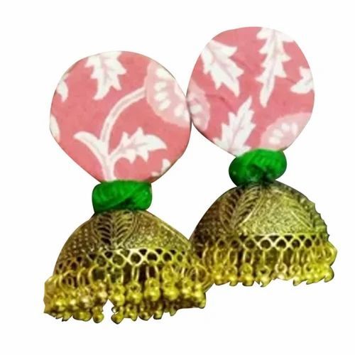 Ladies Party Wear Earring - Polyester Material, 15 Grams, Golden Color | New Jewellery in Box Packaging