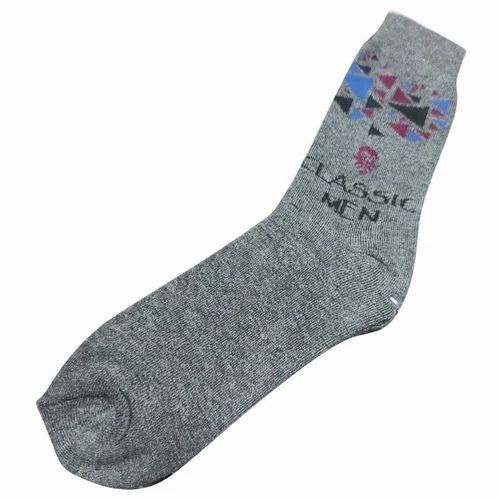 Men Woolen Terry Socks - Grey, All Season, Printed Pattern | Washable, Casual Wear, Good Condition, New Packaging