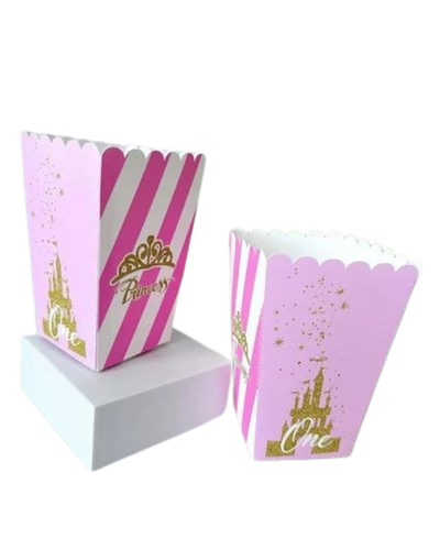 Popcorn Packaging Boxes - Kraft Paper, 165x115x60 mm, Multicolour, 200 gm Capacity, Two Compartments, Disposable Design