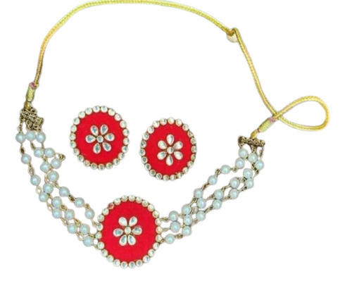 Premium Choker Necklace Set - Jewelry Set Includes Necklace & Earrings | Color: Red, Designed for Women, Perfect for Party Occasions, Box Packaging