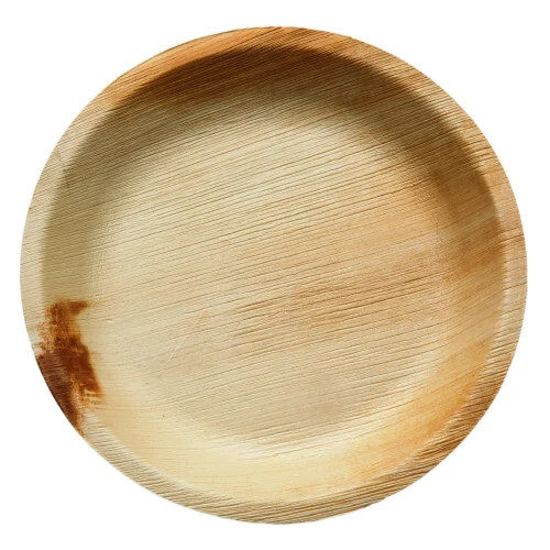 Areca Palm Leaf Plates - 10 Inch Diameter, Natural Brown Color, Biodegradable and Eco-Friendly for Parties and Events