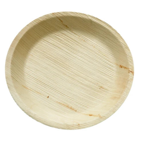 Areca Palm Leaf Plate - 12 Inch Round, Natural White Color, Biodegradable and Eco-Friendly for Parties and Events