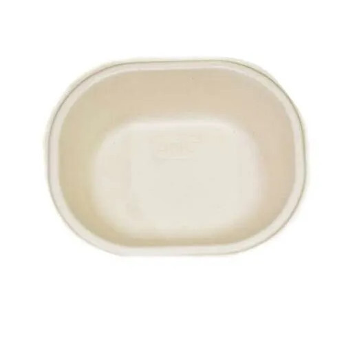 250ml Disposable Bowl - Bagasse Material, Oval Shape, White Color | Eco-Friendly, Sturdy and Leak-Proof for Events and Takeaway