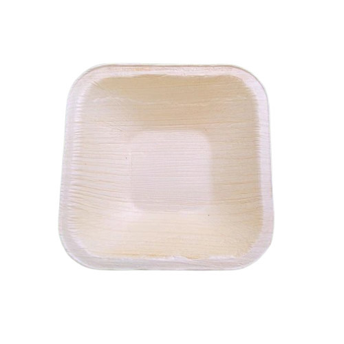 Areca Palm Leaf Square Deep Bowl - 3 x 3 Inch, 100% Natural Biodegradable, Durable & Lightweight, Microwave and Refrigerator Safe