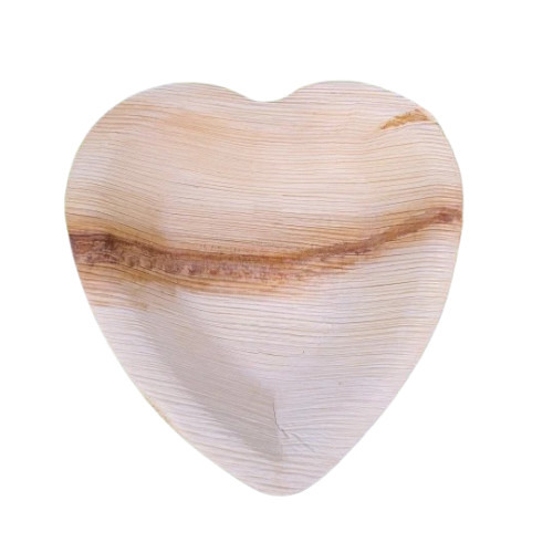 5 Inch Heart Shape Fancy Areca Palm Leaf Plate - 100% Natural & Biodegradable, Durable & Lightweight, Microwave & Refrigerator Safe
