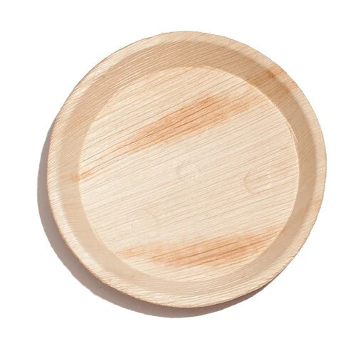 7 Inch Round Areca Palm Leaf Plates - Natural Brown Color, Polished Finish | Biodegradable, Eco-Friendly, Perfect for Parties and Events