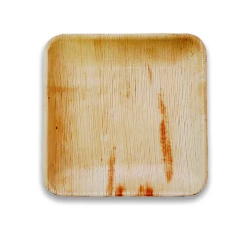 Areca Palm Leaf Plate - 7 Inch Square, Natural Brown Color, Biodegradable and Eco-Friendly Design