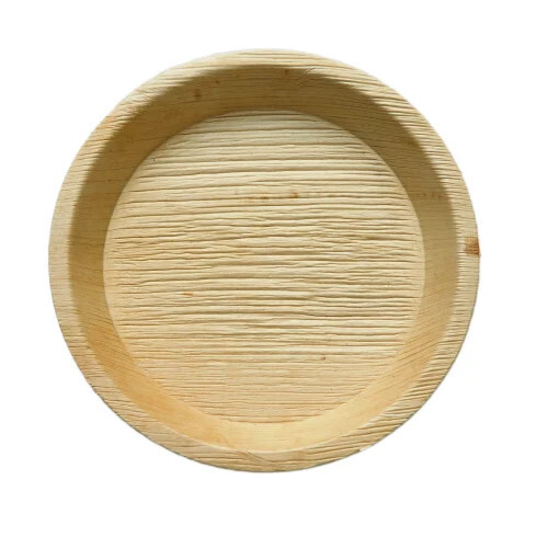 Areca Palm Leaf Plates - 8 Inch Round Natural Brown Biodegradable Eco-Friendly Perfect for Parties and Events