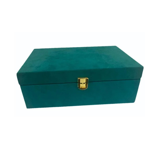 Green Velvet Gift Packaging Box - Velvet Material, 10x7x3.5 Inch Size | Rectangular Shape, Polished Finish for Elegant Gift Use